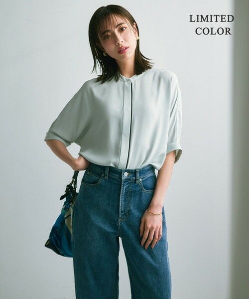 L size ONWARD(大きいサイズ) / エルサイズオンワード シャツ・ブラウス | 【人気のため新色追加・接触冷感・UVケア・速乾・洗える】BackSatinAmunzen 5分袖バンドカラーブラウス | 詳細15