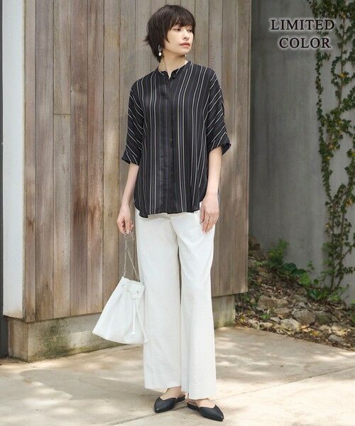 L size ONWARD(大きいサイズ) / エルサイズオンワード シャツ・ブラウス | 【人気のため新色追加・接触冷感・UVケア・速乾・洗える】BackSatinAmunzen 5分袖バンドカラーブラウス | 詳細30