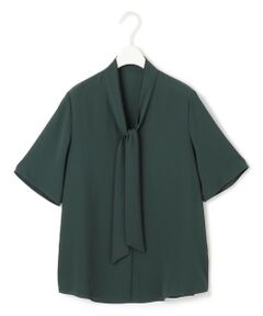 L size ONWARD(大きいサイズ) / エルサイズオンワード シャツ・ブラウス | 【人気のため新色追加・接触冷感・UVケア・洗える】BackSatinAmunzen 5分袖配色ボウタイブラウス