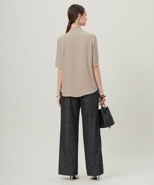 L size ONWARD(大きいサイズ) / エルサイズオンワード シャツ・ブラウス | 【人気のため新色追加・接触冷感・UVケア・洗える】BackSatinAmunzen 5分袖配色ボウタイブラウス | 詳細5