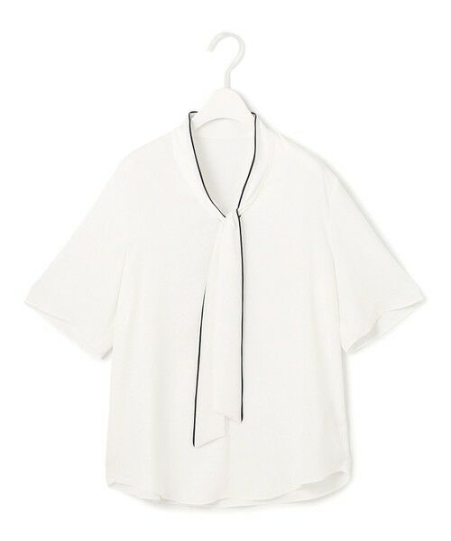 L size ONWARD(大きいサイズ) / エルサイズオンワード シャツ・ブラウス | 【人気のため新色追加・接触冷感・UVケア・洗える】BackSatinAmunzen 5分袖配色ボウタイブラウス | 詳細16