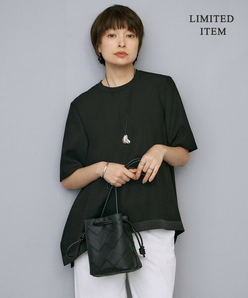 L size ONWARD(大きいサイズ)/エルサイズオンワード 【WEB限定・UVケア・速乾・洗える】 FluidBackSatin Tブラウス ブラック系 42 L size ONWARD(大きいサイズ)/エルサイズオンワード 【WEB限定・UVケア・速乾・洗える】 FluidBackSatin Tブラウス ブラック系 42