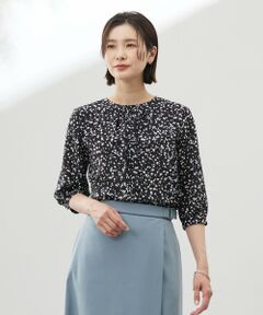 L size ONWARD(大きいサイズ) / エルサイズオンワード シャツ・ブラウス | 【洗える】スパンローンフラワープリント クルーネック ブラウス