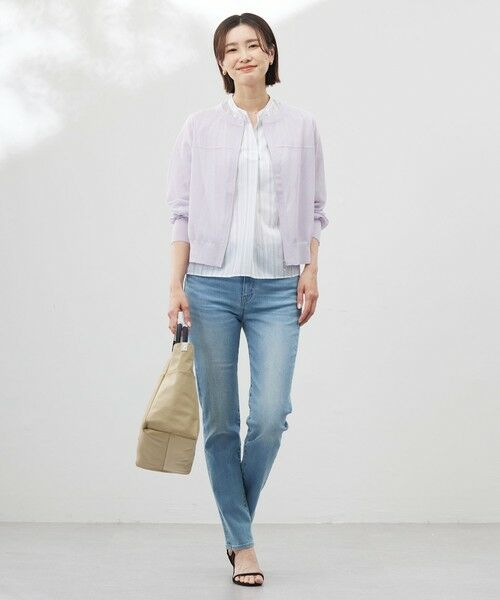 L size ONWARD(大きいサイズ) / エルサイズオンワード シャツ・ブラウス | 【洗える】ランダムストライプ スタンドカラー  ブラウス | 詳細2