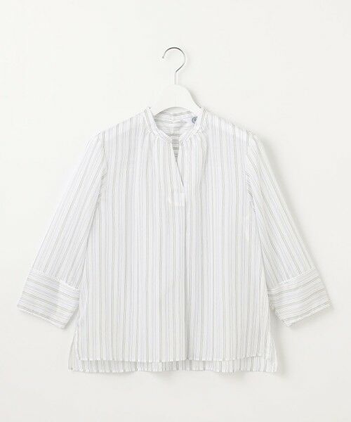 L size ONWARD(大きいサイズ) / エルサイズオンワード シャツ・ブラウス | 【洗える】ランダムストライプ スタンドカラー  ブラウス | 詳細4