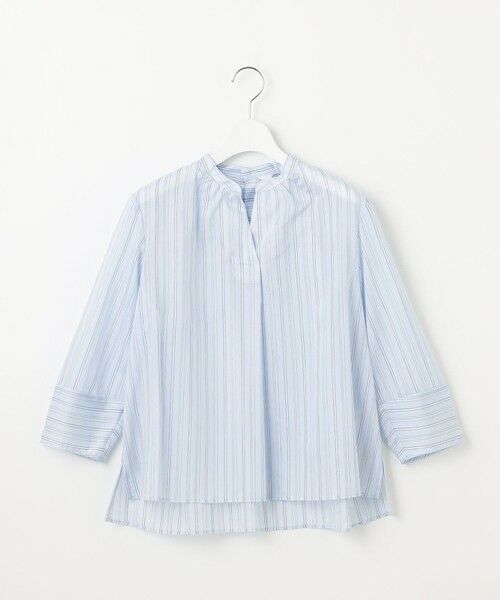 L size ONWARD(大きいサイズ) / エルサイズオンワード シャツ・ブラウス | 【洗える】ランダムストライプ スタンドカラー  ブラウス | 詳細9
