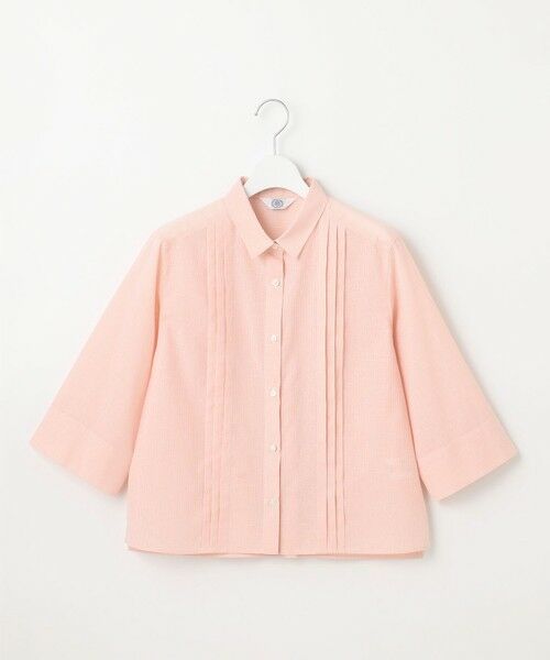 L size ONWARD(大きいサイズ) / エルサイズオンワード シャツ・ブラウス | 【洗える】リネンminiチェック フロントピンタック シャツ | 詳細10