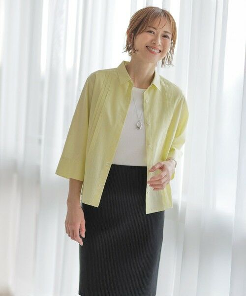 L size ONWARD(大きいサイズ) / エルサイズオンワード シャツ・ブラウス | 【洗える】リネンminiチェック フロントピンタック シャツ | 詳細11