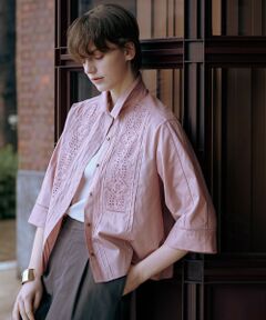 L size ONWARD(大きいサイズ) / エルサイズオンワード シャツ・ブラウス | 【洗える】セルロースライト刺繍  シャツ ブラウス