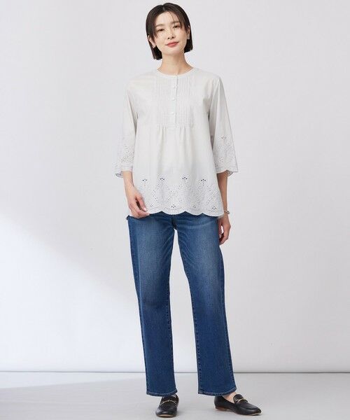 L size ONWARD(大きいサイズ) / エルサイズオンワード シャツ・ブラウス | 【洗える】セルロースライト刺繍 ピンタック ブラウス | 詳細1