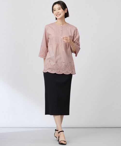 L size ONWARD(大きいサイズ) / エルサイズオンワード シャツ・ブラウス | 【洗える】セルロースライト刺繍 ピンタック ブラウス | 詳細12