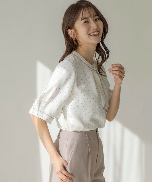 L size ONWARD(大きいサイズ) / エルサイズオンワード シャツ・ブラウス | 【洗える】バイカラーラッフルボウ ブラウス | 詳細1