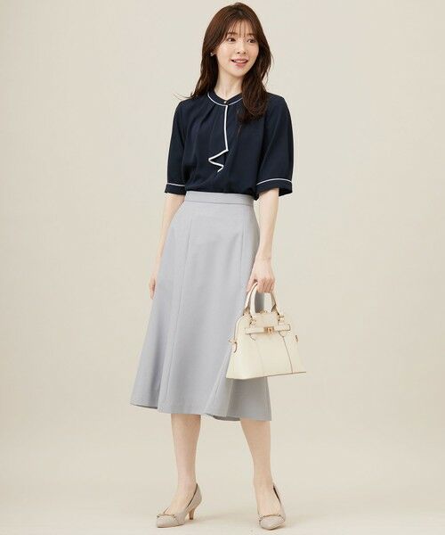 L size ONWARD(大きいサイズ) / エルサイズオンワード シャツ・ブラウス | 【洗える】バイカラーラッフルボウ ブラウス | 詳細21