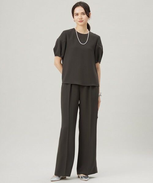 L size ONWARD(大きいサイズ) / エルサイズオンワード シャツ・ブラウス | 【SHIHOさんコラボ・洗える】バックサテンジョーゼット ブラウス | 詳細1