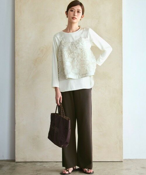 L size ONWARD(大きいサイズ) / エルサイズオンワード シャツ・ブラウス | 【好評につき追加生産/洗える】リボンエンブロイダリー キャミソール | 詳細9