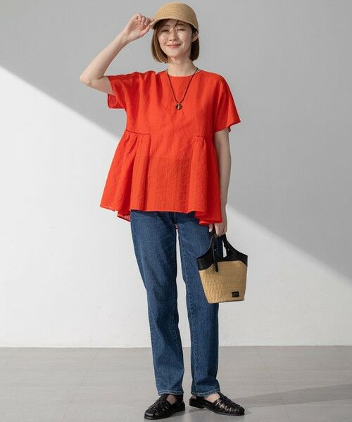 L size ONWARD(大きいサイズ) / エルサイズオンワード シャツ・ブラウス | 【洗える】カラミ ストライプ ペプラム ブラウス | 詳細4