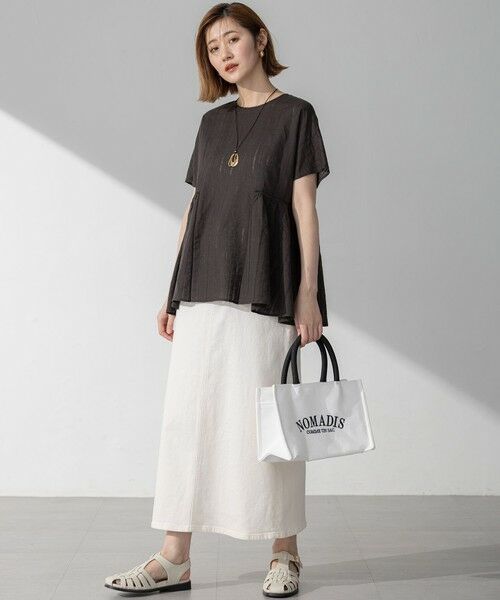 L size ONWARD(大きいサイズ) / エルサイズオンワード シャツ・ブラウス | 【洗える】カラミ ストライプ ペプラム ブラウス | 詳細6