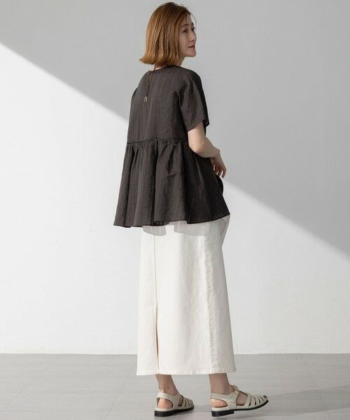 L size ONWARD(大きいサイズ) / エルサイズオンワード シャツ・ブラウス | 【洗える】カラミ ストライプ ペプラム ブラウス | 詳細7