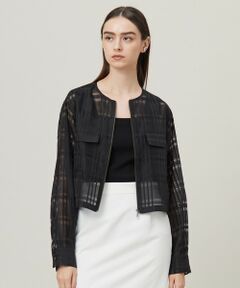 L size ONWARD(大きいサイズ) / エルサイズオンワード ブルゾン | 【洗える】シアードビーチェックブルゾン