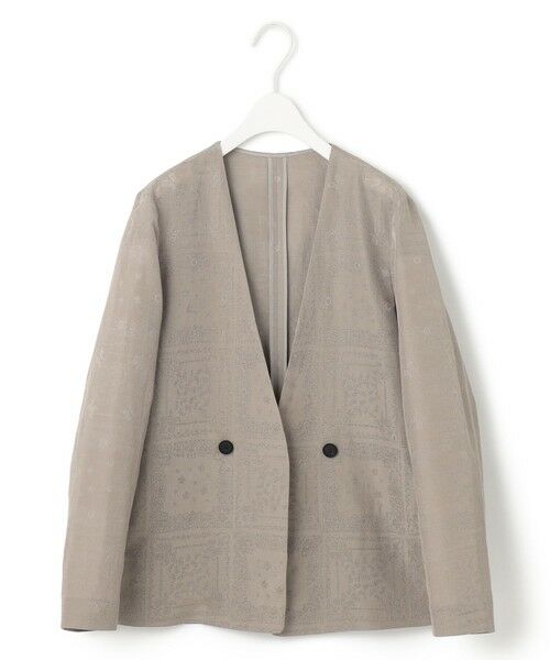 L size ONWARD(大きいサイズ) / エルサイズオンワード ノーカラージャケット | 【日本製・洗える】ペイズリーレノクロス ノーカラージャケット | 詳細4