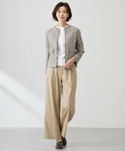 L size ONWARD(大きいサイズ) / エルサイズオンワード ノーカラージャケット | 【洗える】Calameraリングメッシュ ジャケット | 詳細3