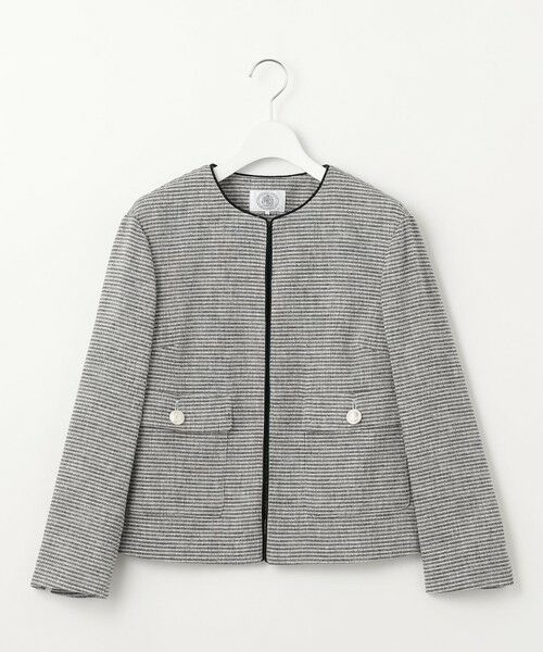 L size ONWARD(大きいサイズ) / エルサイズオンワード ノーカラージャケット | 【洗える】Calameraリングメッシュ ジャケット | 詳細8