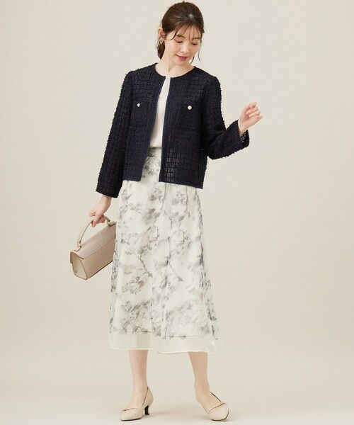 L size ONWARD(大きいサイズ) / エルサイズオンワード ノーカラージャケット | リボンヤーンシアーツイード ジャケット | 詳細7