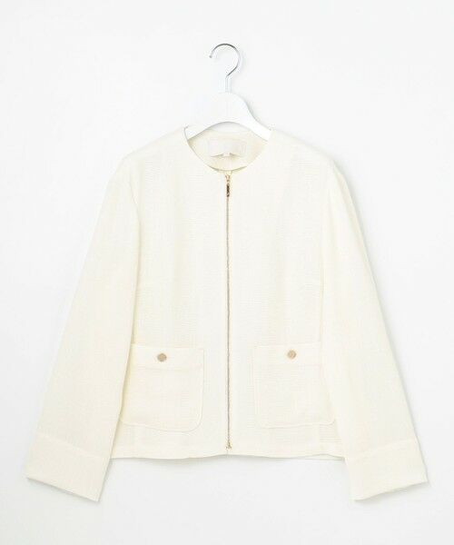 L size ONWARD(大きいサイズ) / エルサイズオンワード ノーカラージャケット | 【洗える】ライトカラミノーカラー ジャケット | 詳細3