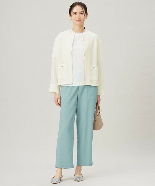 L size ONWARD(大きいサイズ) / エルサイズオンワード ノーカラージャケット | 【洗える】ライトカラミノーカラー ジャケット | 詳細2