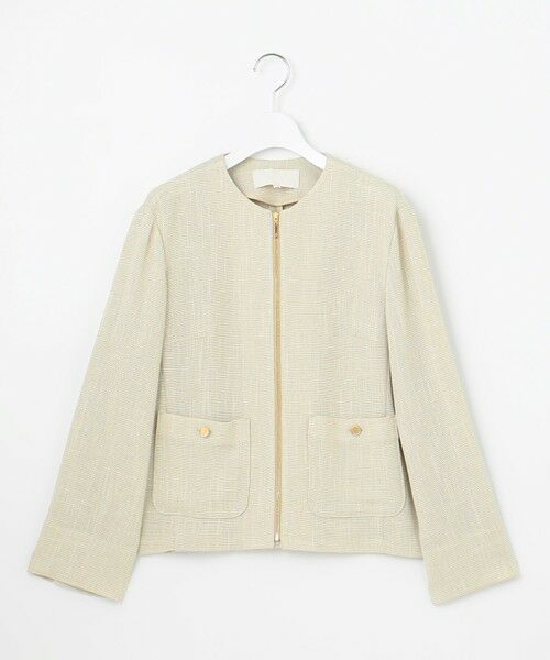 L size ONWARD(大きいサイズ) / エルサイズオンワード ノーカラージャケット | 【洗える】ライトカラミノーカラー ジャケット | 詳細7