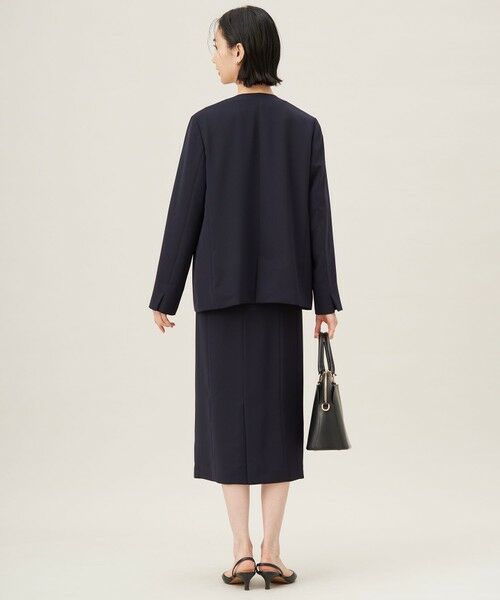 L size ONWARD(大きいサイズ) / エルサイズオンワード ノーカラージャケット | 【セットアップ対応・接触冷感・UVケア・洗える】ライトストレッチノーカラー ジャケット | 詳細3