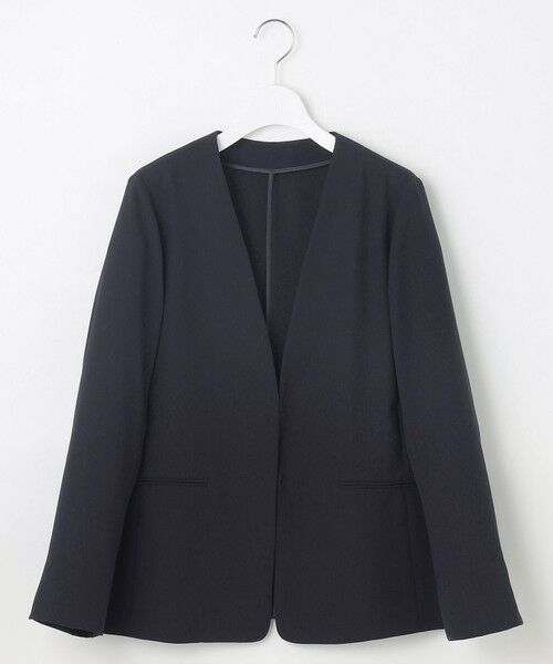 L size ONWARD(大きいサイズ) / エルサイズオンワード ノーカラージャケット | 【セットアップ対応・接触冷感・UVケア・洗える】ライトストレッチノーカラー ジャケット | 詳細4