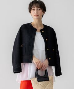 L size ONWARD(大きいサイズ) / エルサイズオンワード ノーカラージャケット | 【Oggi5月号掲載】サマーツイード ジャケット