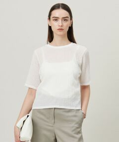 L size ONWARD(大きいサイズ) / エルサイズオンワード カットソー | 【洗える】 シャイニーサッカー クロップドトップス