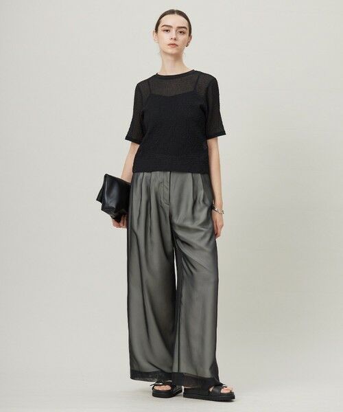 L size ONWARD(大きいサイズ) / エルサイズオンワード カットソー | 【洗える】 シャイニーサッカー クロップドトップス | 詳細1