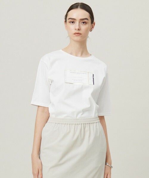 L size ONWARD(大きいサイズ)/エルサイズオンワード 【接触冷感・UVケア・洗える】 ロゴTEE オフホワイト系 XL L size ONWARD(大きいサイズ)/エルサイズオンワード 【接触冷感・UVケア・洗える】 ロゴTEE オフホワイト系 XL