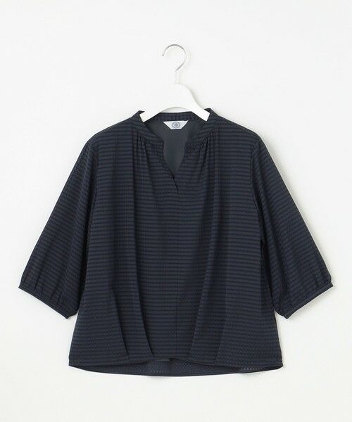 L size ONWARD(大きいサイズ) / エルサイズオンワード カットソー | 【洗える】コットンブレンドチェック バンドカラー カットソー | 詳細13