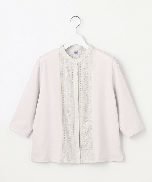 L size ONWARD(大きいサイズ) / エルサイズオンワード カットソー | 【洗える】エンブロシャツジャージー ブラウスライク カットソー | 詳細3