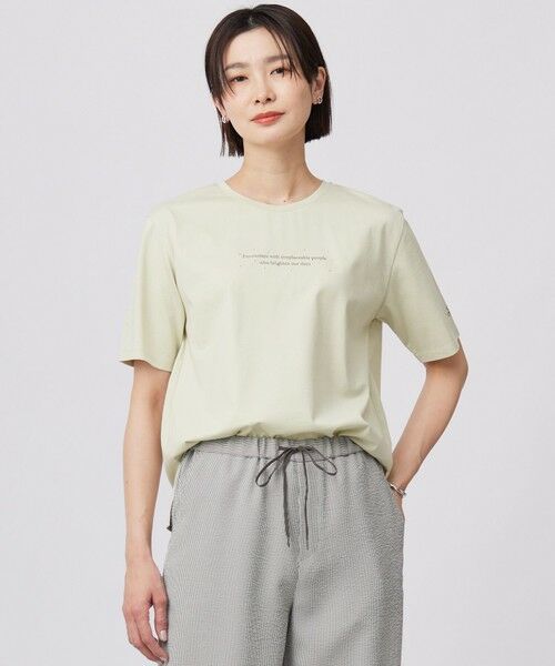 L size ONWARD(大きいサイズ)/エルサイズオンワード 【洗える】ロゴTEE カットソー ライム系 T15 L size ONWARD(大きいサイズ)/エルサイズオンワード 【洗える】ロゴTEE カットソー ライム系 T15