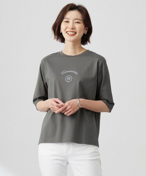 L size ONWARD(大きいサイズ)/エルサイズオンワード カレッジロゴ Tシャツ スレート系 T13 L size ONWARD(大きいサイズ)/エルサイズオンワード カレッジロゴ Tシャツ スレート系 T13