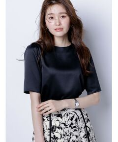 L size ONWARD(大きいサイズ) / エルサイズオンワード カットソー | 【洗える】サテン プルオーバー