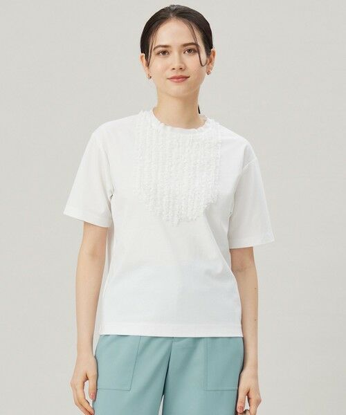 L size ONWARD(大きいサイズ)/エルサイズオンワード 【接触冷感・UVカット・洗える】ベビーフリル Tシャツ オフ 44 L size ONWARD(大きいサイズ)/エルサイズオンワード 【接触冷感・UVカット・洗える】ベビーフリル Tシャツ オフ 44