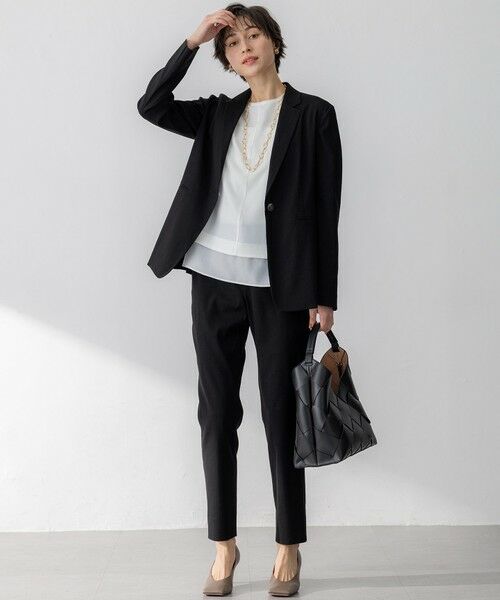 L size ONWARD(大きいサイズ) / エルサイズオンワード カットソー | 【新色追加/Oggi掲載】ストレッチジョーゼット シアーコンビ カットソー | 詳細6