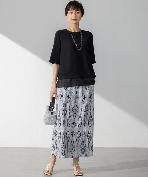 L size ONWARD(大きいサイズ) / エルサイズオンワード カットソー | 【吸水速乾/UVカット/接触冷感】ストレッチジョーゼット シアーコンビ カットソー | 詳細15