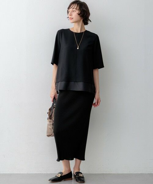 L size ONWARD(大きいサイズ) / エルサイズオンワード カットソー | 【新色追加】ストレッチジョーゼット シアーコンビ カットソー | 詳細18