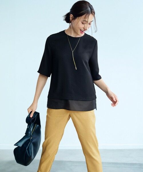 L size ONWARD(大きいサイズ) / エルサイズオンワード カットソー | 【吸水速乾/UVカット/接触冷感】ストレッチジョーゼット シアーコンビ カットソー | 詳細12