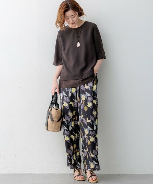 L size ONWARD(大きいサイズ) / エルサイズオンワード カットソー | 【新色追加】ストレッチジョーゼット シアーコンビ カットソー | 詳細30