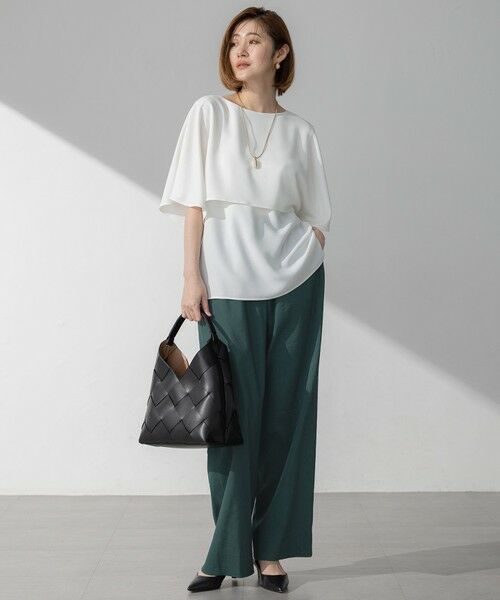 L size ONWARD(大きいサイズ) / エルサイズオンワード カットソー | 【新色追加】ストレッチジョーゼット  ケープデザイン カットソー | 詳細2