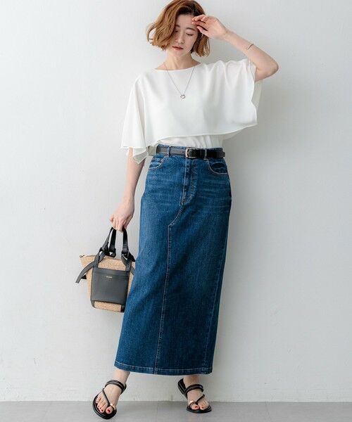 L size ONWARD(大きいサイズ) / エルサイズオンワード カットソー | 【新色追加】ストレッチジョーゼット  ケープデザイン カットソー | 詳細5