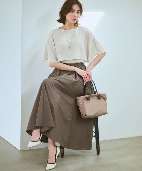 L size ONWARD(大きいサイズ) / エルサイズオンワード カットソー | 【新色追加】ストレッチジョーゼット  ケープデザイン カットソー | 詳細12